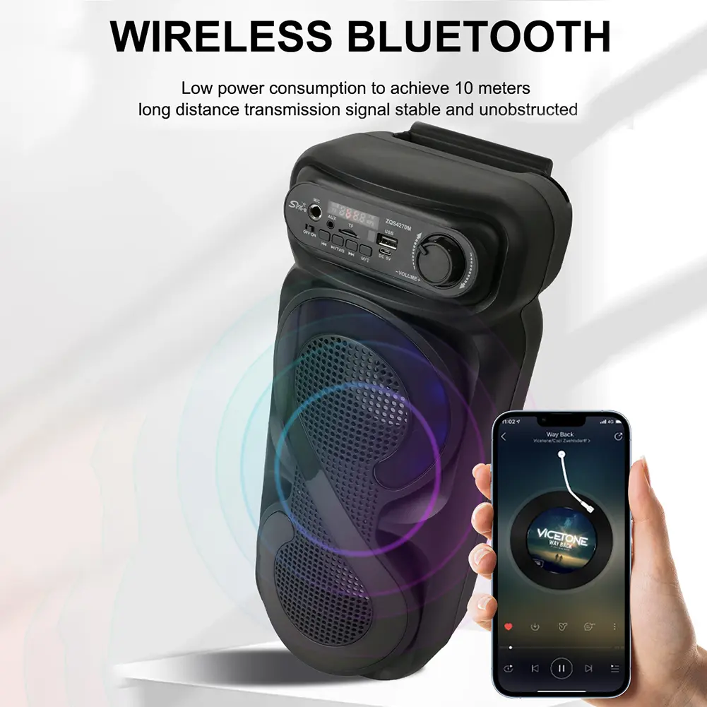 Bluetooth-Compatible Speaker Karaoke Speaker USB/TF Portable Boombox Remote Control Wireless Speaker High Volume for Home Travel