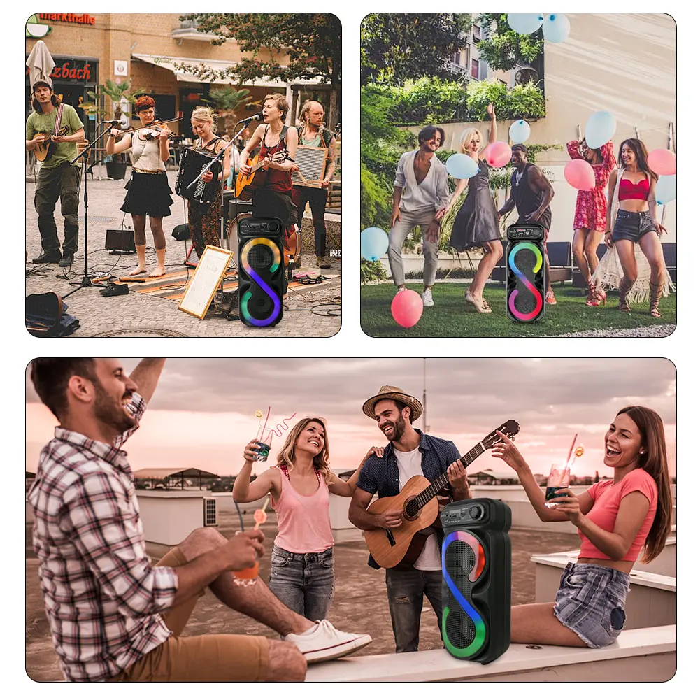 Bluetooth-Compatible Speaker Karaoke Speaker USB/TF Portable Boombox Remote Control Wireless Speaker High Volume for Home Travel