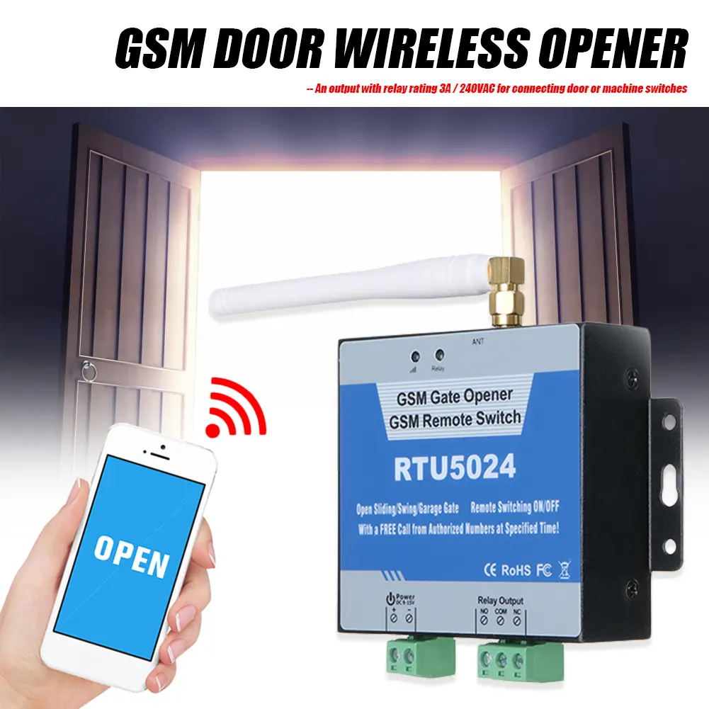 RTU5024 GSM Gate Opener Relay Switch Remote Control Wireless Door Opener EU US