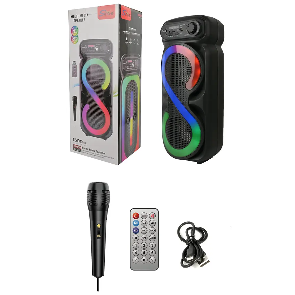 Bluetooth-Compatible Speaker Karaoke Speaker USB/TF Portable Boombox Remote Control Wireless Speaker High Volume for Home Travel