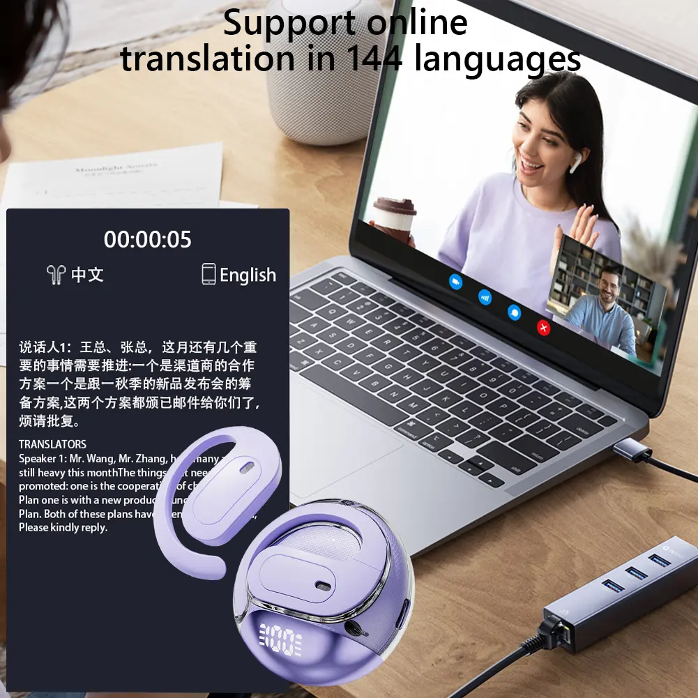 Translation Earbuds Real Time 144 Languages Language Translator Earbuds Translation Headphones for Travel Business and Learning