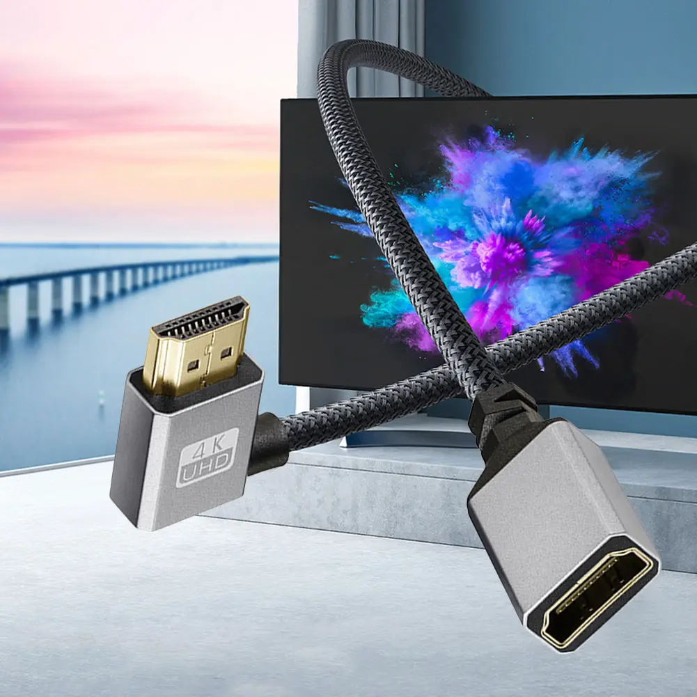 15CM Extender Wire Cord 4K 60Hz HDMI-Compatible Male To Female Cable Adapter 18 Gbps Nylon Braid for HDTV PS4
