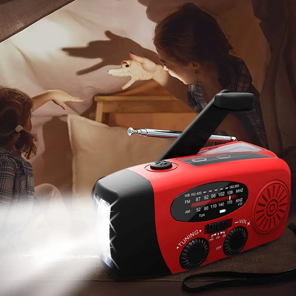 Emergency Hand Crank Radio AM/FM Radio with Flashlight Portable Weather Radio Solar Radio for Outdoor Camping and Emergency
