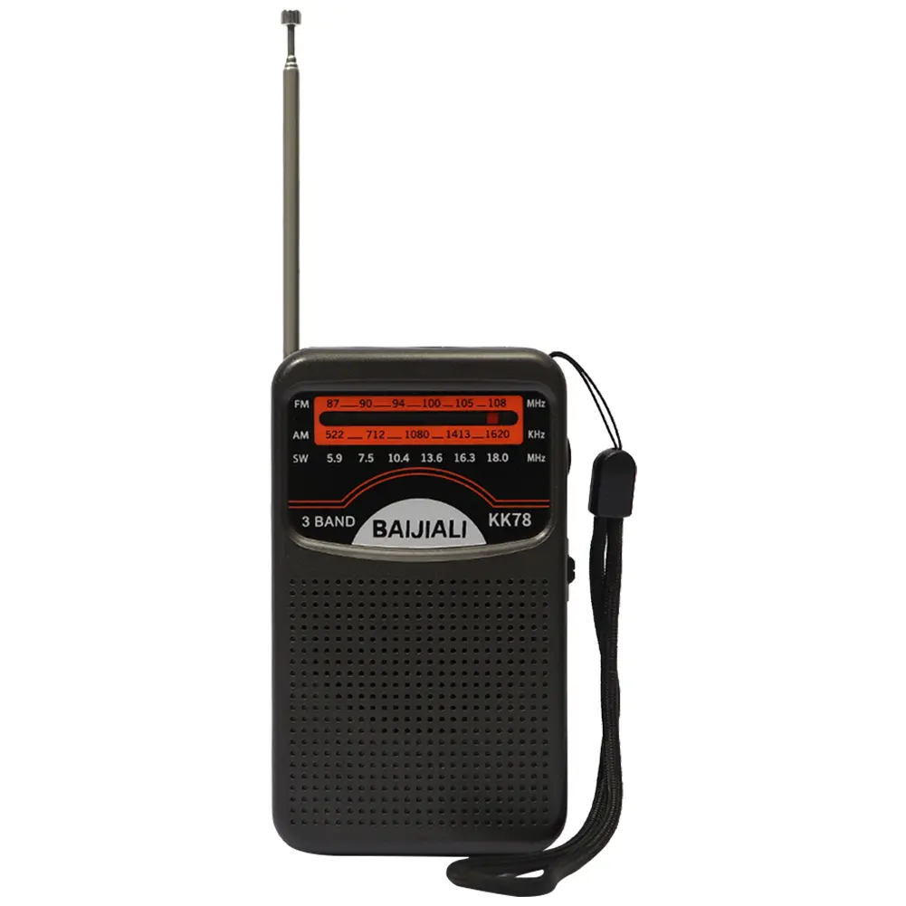 Portable Mini Radio SW/AM/FM Pocket Pointer Radio LCD Display Outdoor Radio Built-in Speaker Battery Operated Telescopic Antenna
