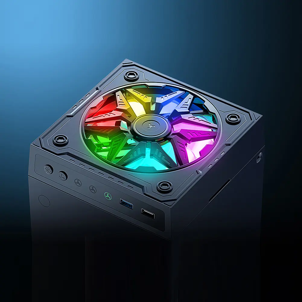 For Xbox Series X Console Low Noise Top Fan with RGB Light Top Cooler Dust Proof Cooling System 2 USB Port for Game Players