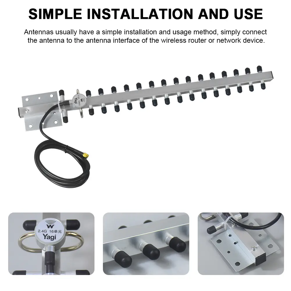 Yagi WiFi Antenna 2.4Ghz (25Dbi) Wireless Yagi Antenna Directional Booster With RP-SMA Connector For Wireless Network Router