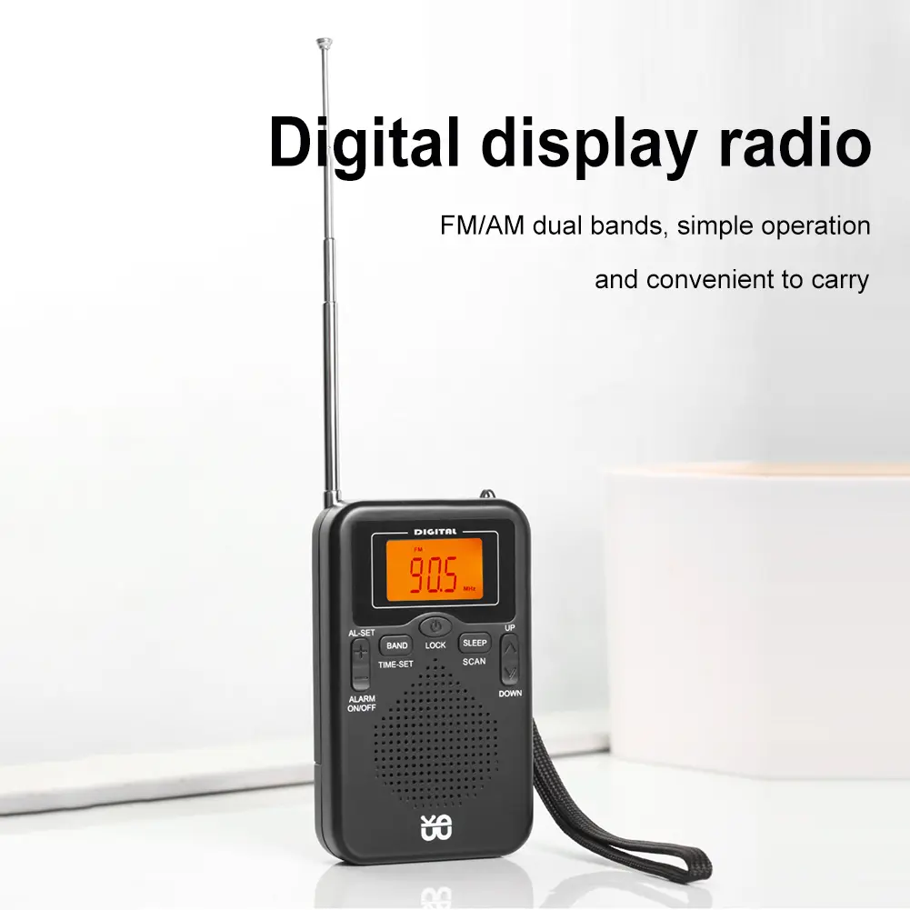 AM FM Radio LCD Display Portable Radio with Alarm Clock for Walk/Jogging/Gym/Camping