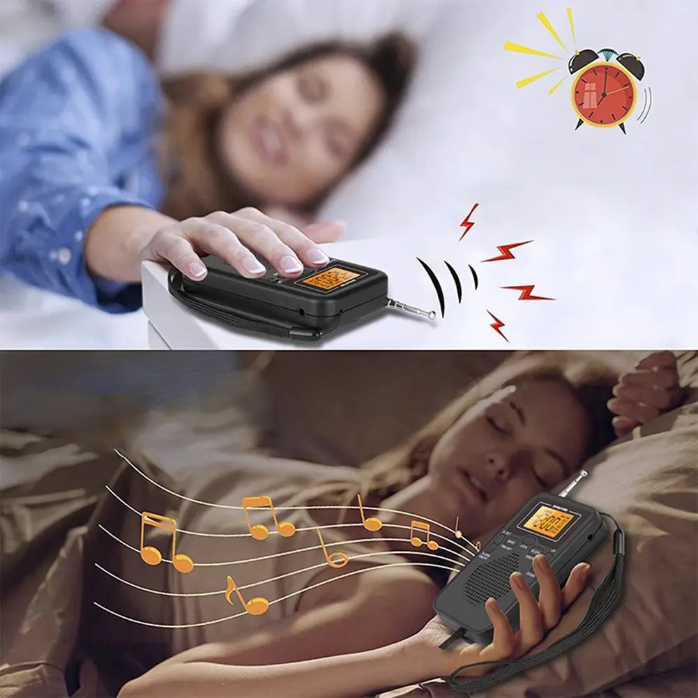 AM FM Radio LCD Display Portable Radio with Alarm Clock for Walk/Jogging/Gym/Camping