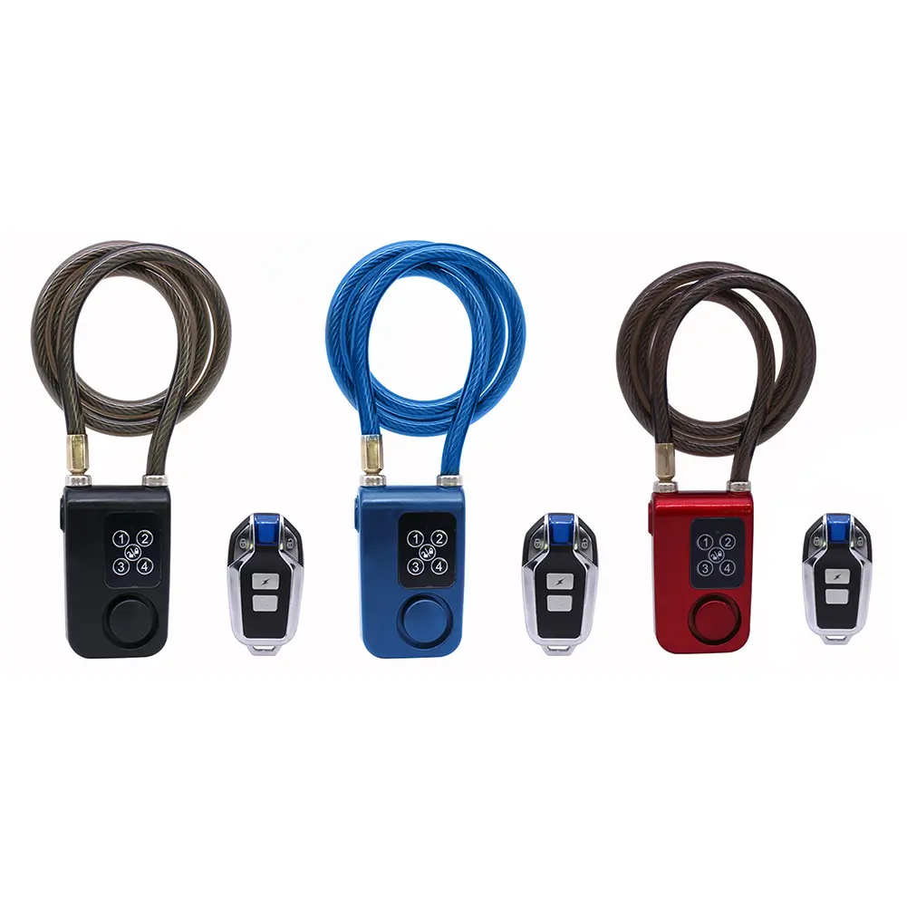 Waterproof Alarm Bicycle Lock 115dB Four-digit Password Combination Outdoor Anti Theft Lock Cycling Accessories
