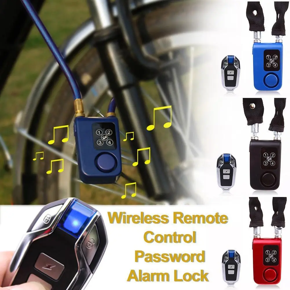 Waterproof Alarm Bicycle Lock 115dB Four-digit Password Combination Outdoor Anti Theft Lock Cycling Accessories