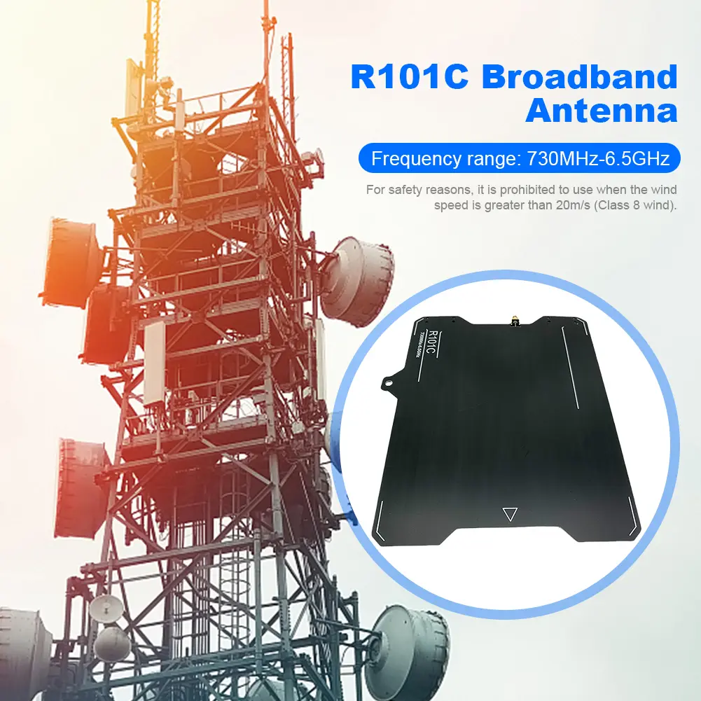 R101C Ads-b UWB Wideband Directional Antenna 730MHz-6.5GHz Broadband Antenna 7dBi 23x22.5cm for Radio Signal Transmit Receive