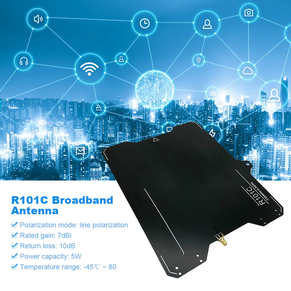 R101C Ads-b UWB Wideband Directional Antenna 730MHz-6.5GHz Broadband Antenna 7dBi 23x22.5cm for Radio Signal Transmit Receive