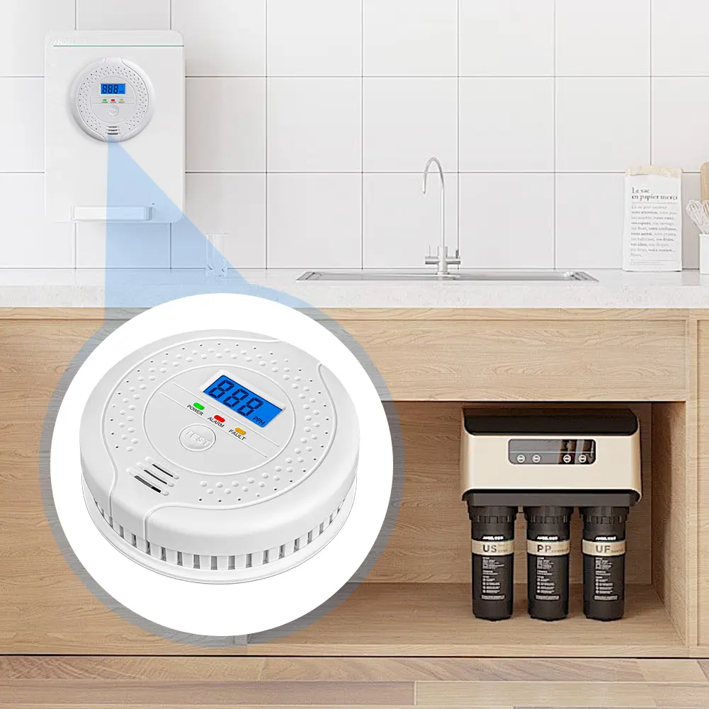 Digital CO Alarm Audible and Visual Alarm Battery Powered CO Gas Monitor Alarm Detector Portable CO Detector for Home Warehouse
