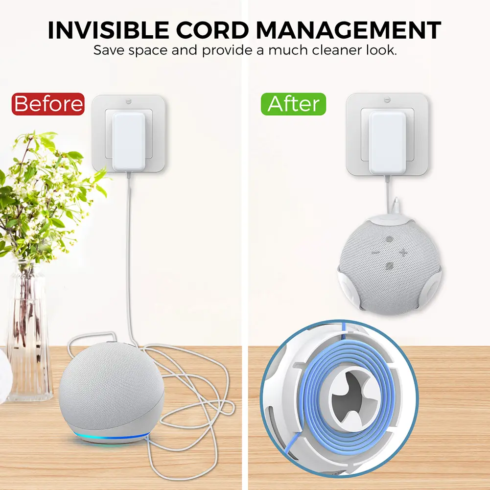Plastic Bluetooth-compatible Speaker Holder Wall Mounted Portable Speaker Support with Cable Management for  Echo Dot 5/4