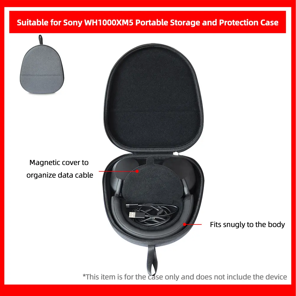 Hard Carrying Case Shockproof Portable Storage Box Bag EVA Anti-Scratch Hardshell Case Anti-Drop for Sony WH-1000XM5 Headphone
