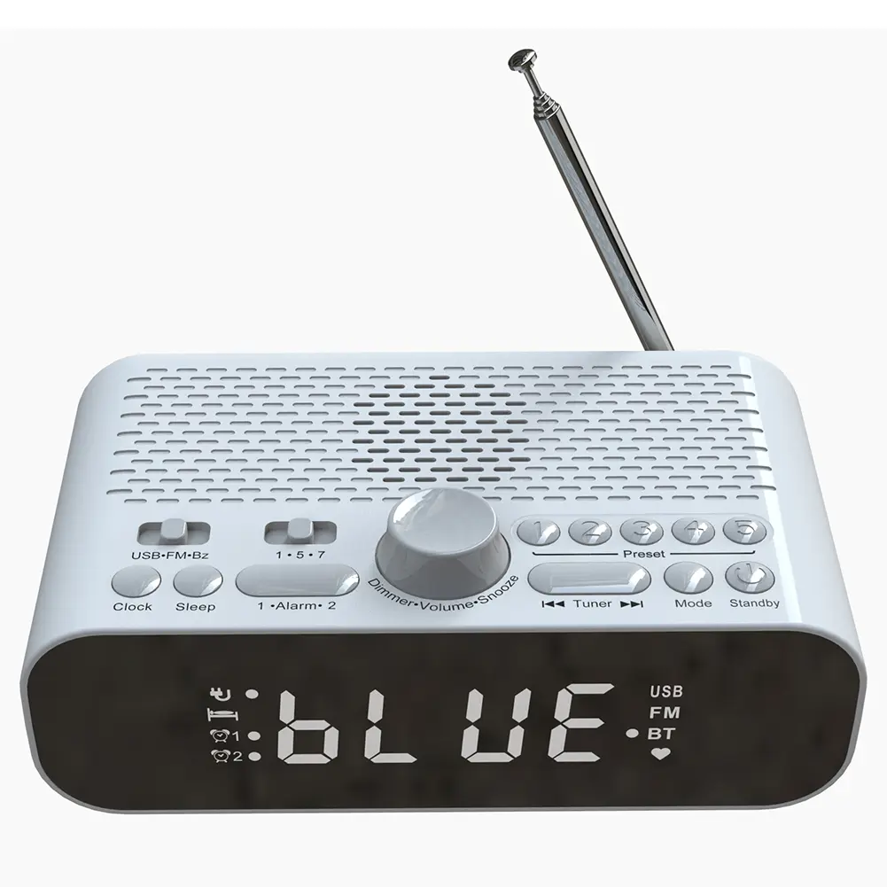 Digital Alarm Clock Radio Rechargeable Digital Radio with Auto-Off Timer Clock Radio for Bedroom