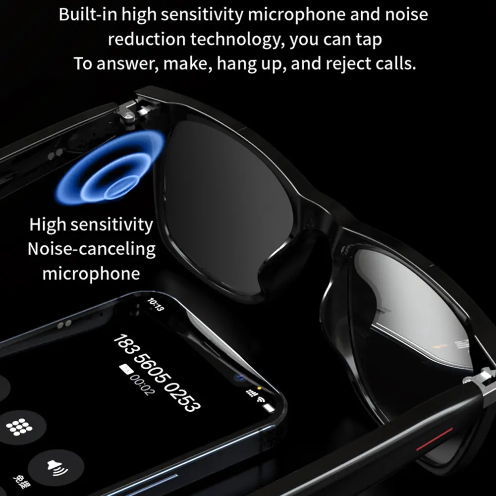 Smart Glasses AI Voice Assistant Camera Glasses Remote Shooting Outdoor Sport Glasses with Camera Open Ear Sound Mic & Speakers