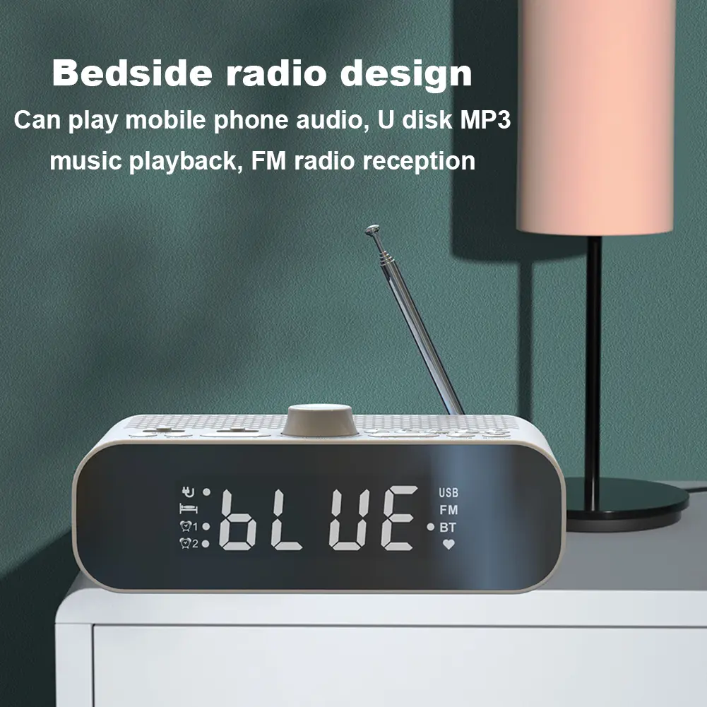 Digital Alarm Clock Radio Rechargeable Digital Radio with Auto-Off Timer Clock Radio for Bedroom