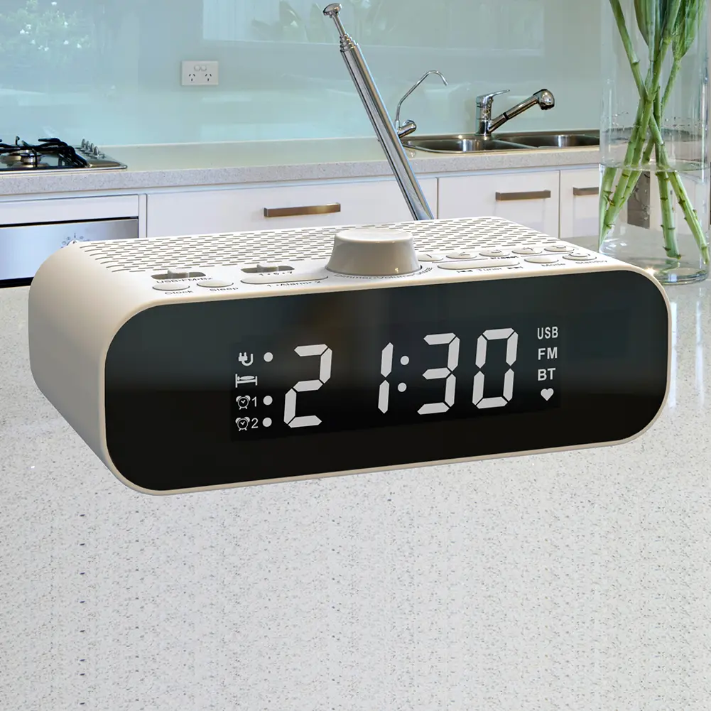 Digital Alarm Clock Radio Rechargeable Digital Radio with Auto-Off Timer Clock Radio for Bedroom