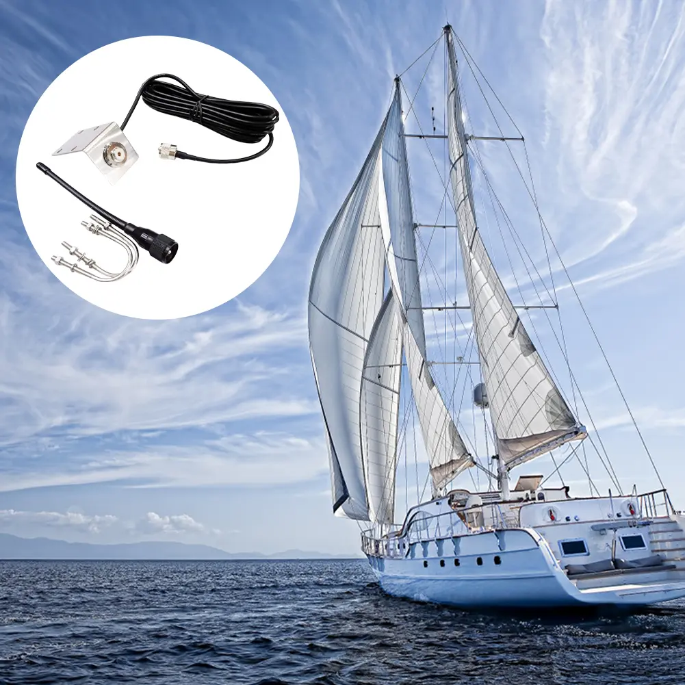 156-163Mhz Rubber Waterproof Mast Aerial Stubby Boat Antenna External Antenna for Boat Pontoon Sailboat Yacht Marine Radios