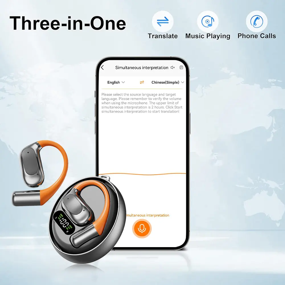 Translation Headphones 144 Languages Ai Translating Earbuds Headphones AI Translator Earbuds for Travel Business and Learning