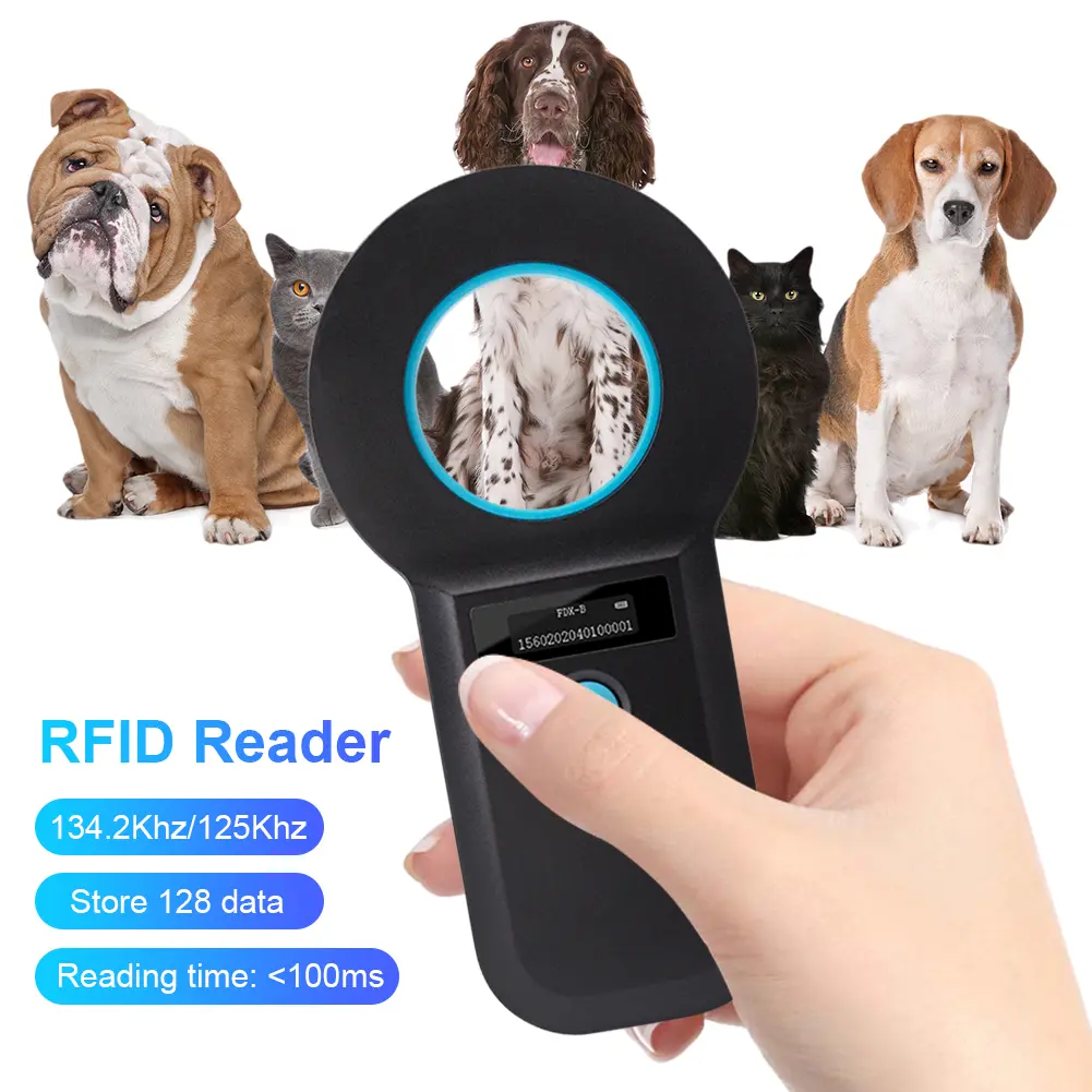 Handheld Animal Pet Microchip Reader Bluetooth-Compatible EMID FDX-B(ISO11784/85) Animal RFID EMID Reader for Cat Dog Pet Animal