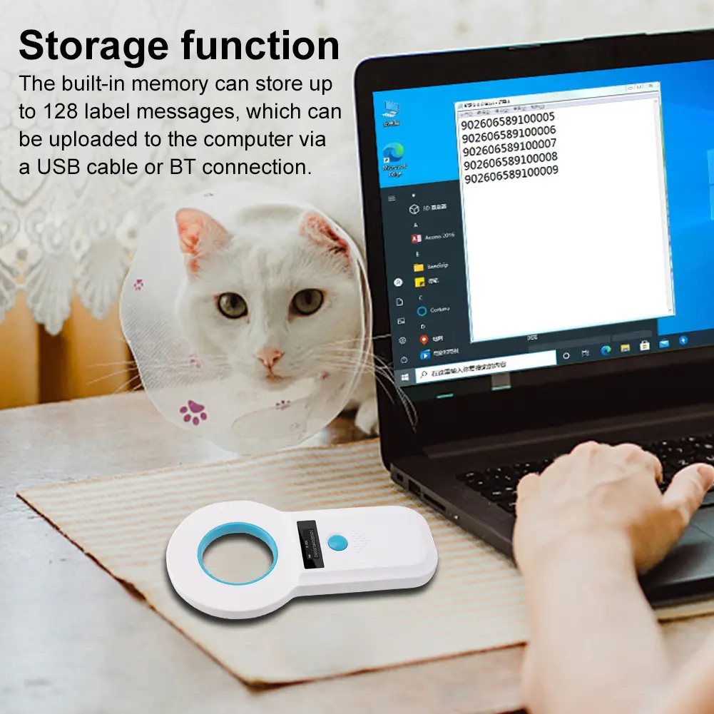 Handheld Animal Pet Microchip Reader Bluetooth-Compatible EMID FDX-B(ISO11784/85) Animal RFID EMID Reader for Cat Dog Pet Animal