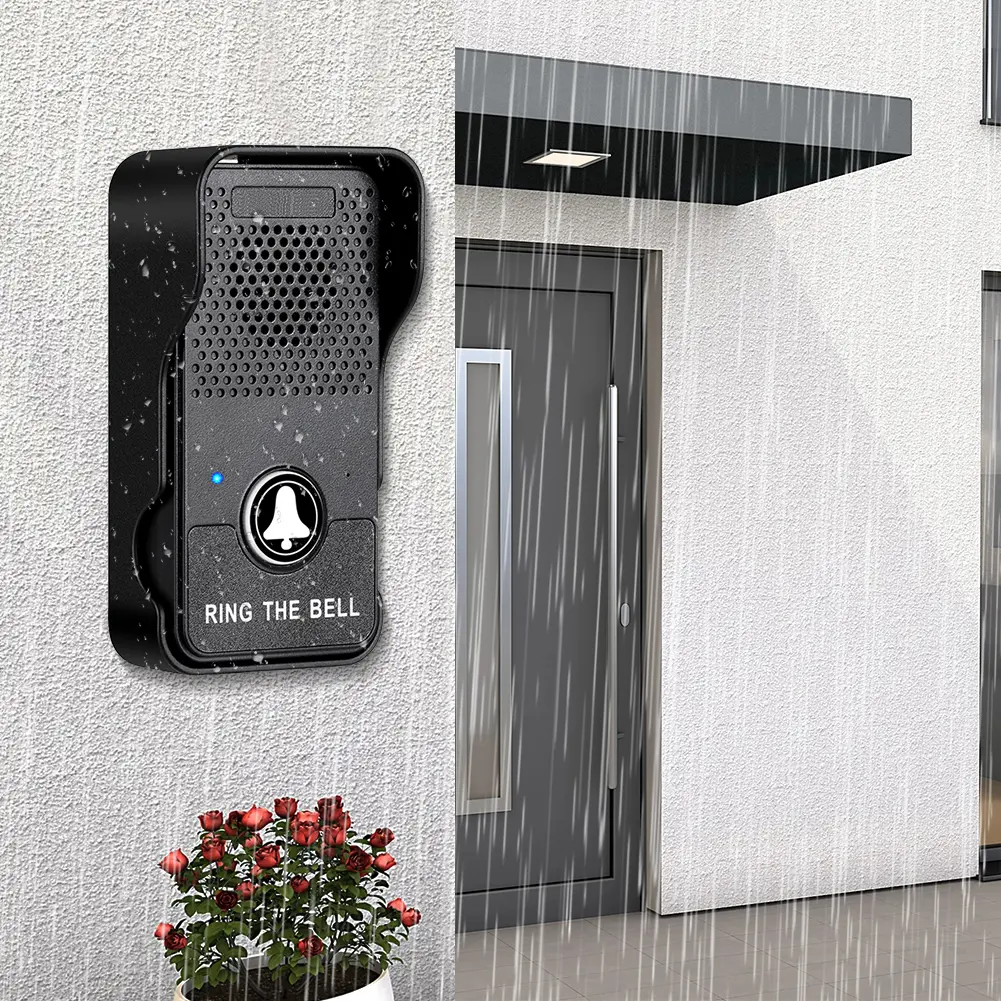 Wireless Doorbell  Rechargeable Battery Hands Free Two Way Full Duplex Intercom Door Bell One Press to Talk Door Chime