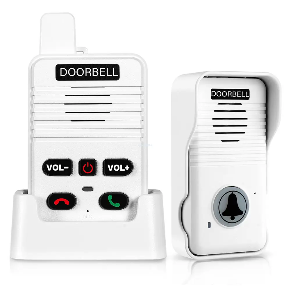 Wireless Voice Duplex Intercom Doorbell 500M Hand Free Two Way Wireless Doorbell with Rechargeable Battery for Factory Office