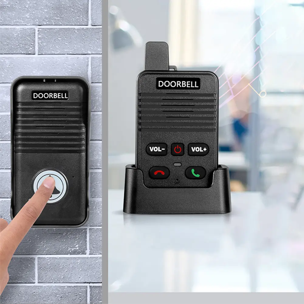 Wireless Voice Duplex Intercom Doorbell 500M Hand Free Two Way Wireless Doorbell with Rechargeable Battery for Factory Office