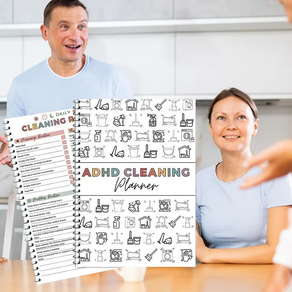 Home Cleaning Schedule Notebook Wear Resist Editable Family Chore Chart Multifunction Yearly Cleaning Planner for Home Office