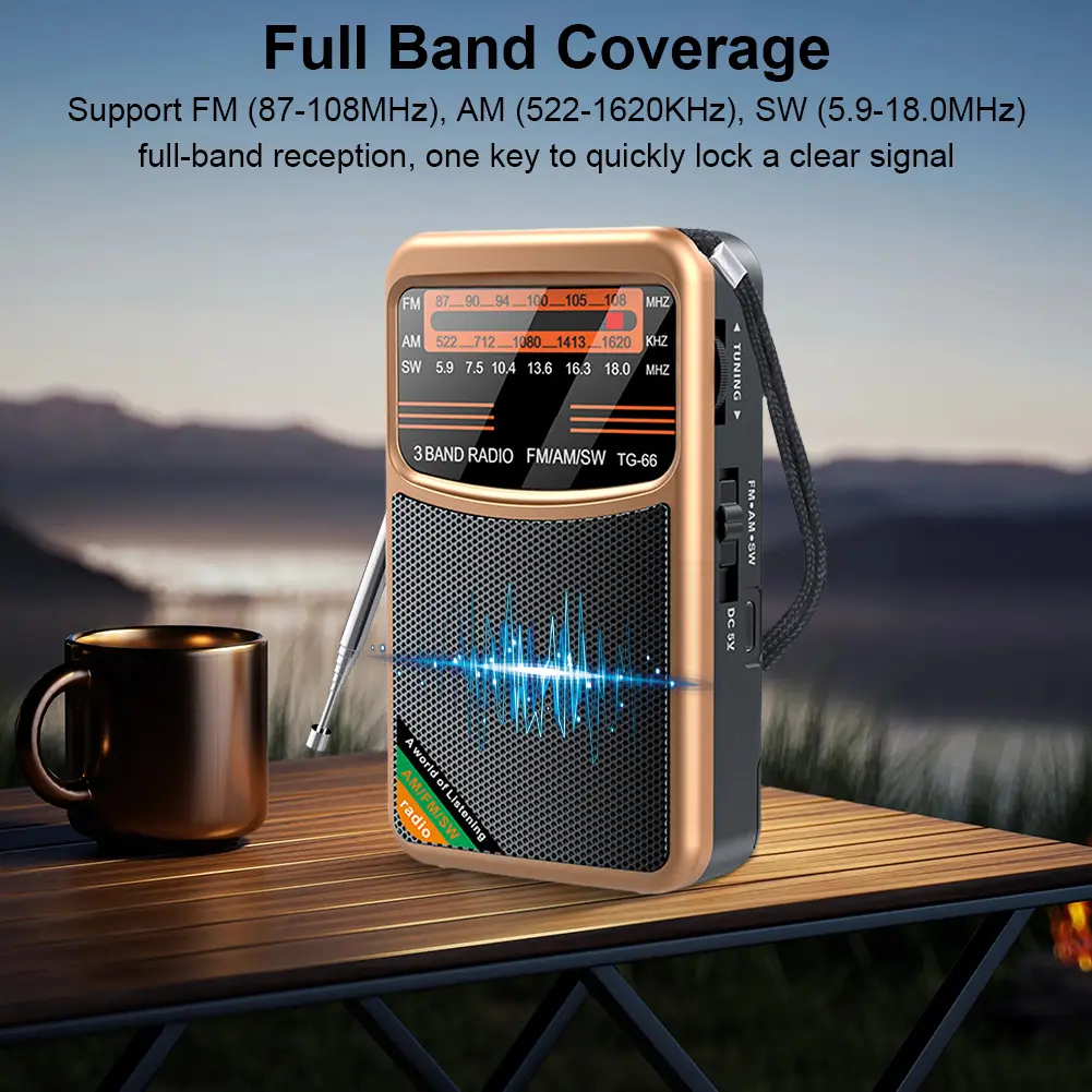 FM AM SW Radio Pocket Radio Rechargeable Radio for Outdoor Camping Seniors Elderly Walking