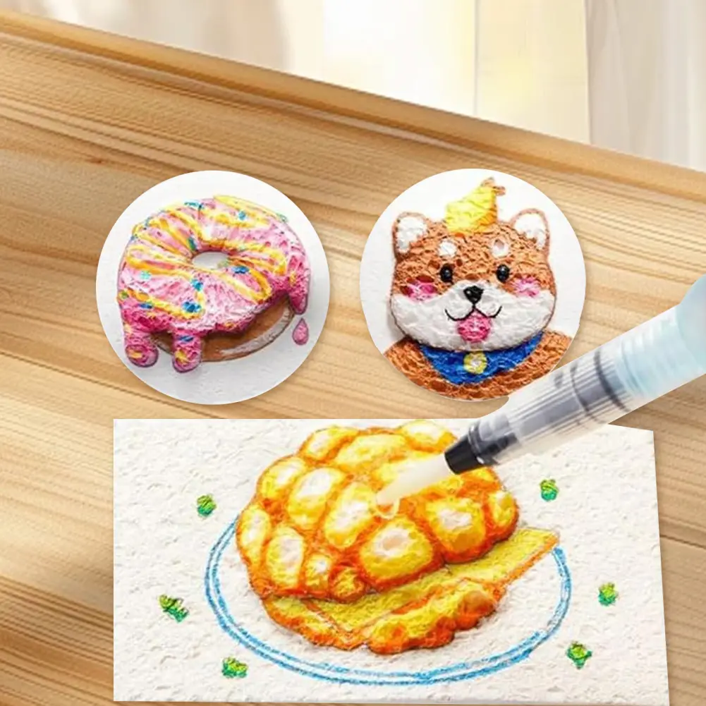 Magic Canvas Sponge DIY Creative Activity Bubble Drawing Pen 12 Colors Bubble Popcorn Drawing Pen Texture Painting Kit