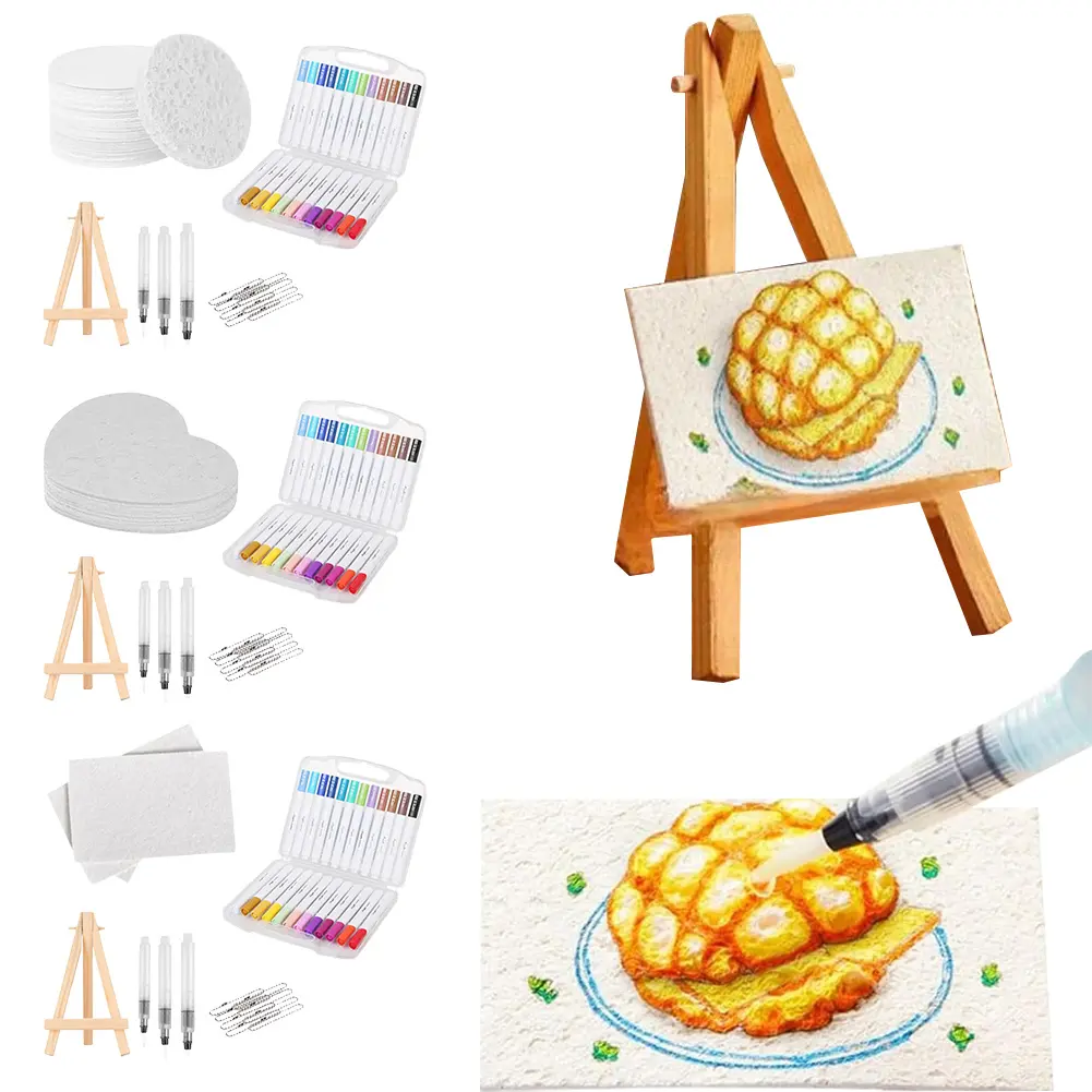 Magic Canvas Sponge DIY Creative Activity Bubble Drawing Pen 12 Colors Bubble Popcorn Drawing Pen Texture Painting Kit