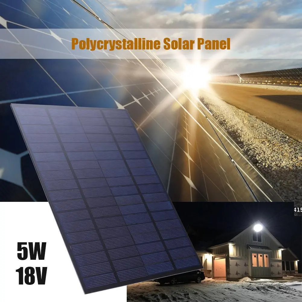 Polycrystalline Solar Panel Solar Charger 5W 18V Multi-functional Practical Convenient 5.7x6.5 inch for 12V Battery