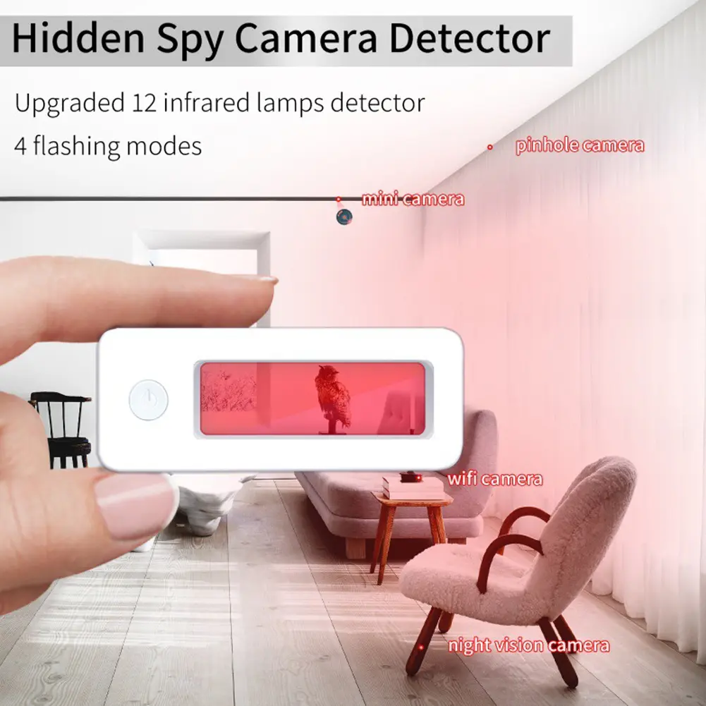 Infrared Light Cam Detector 4 Modes Portable RF Signal Scanner Bug Detector Car GPS Tracker Detector for Home Office Travel Car