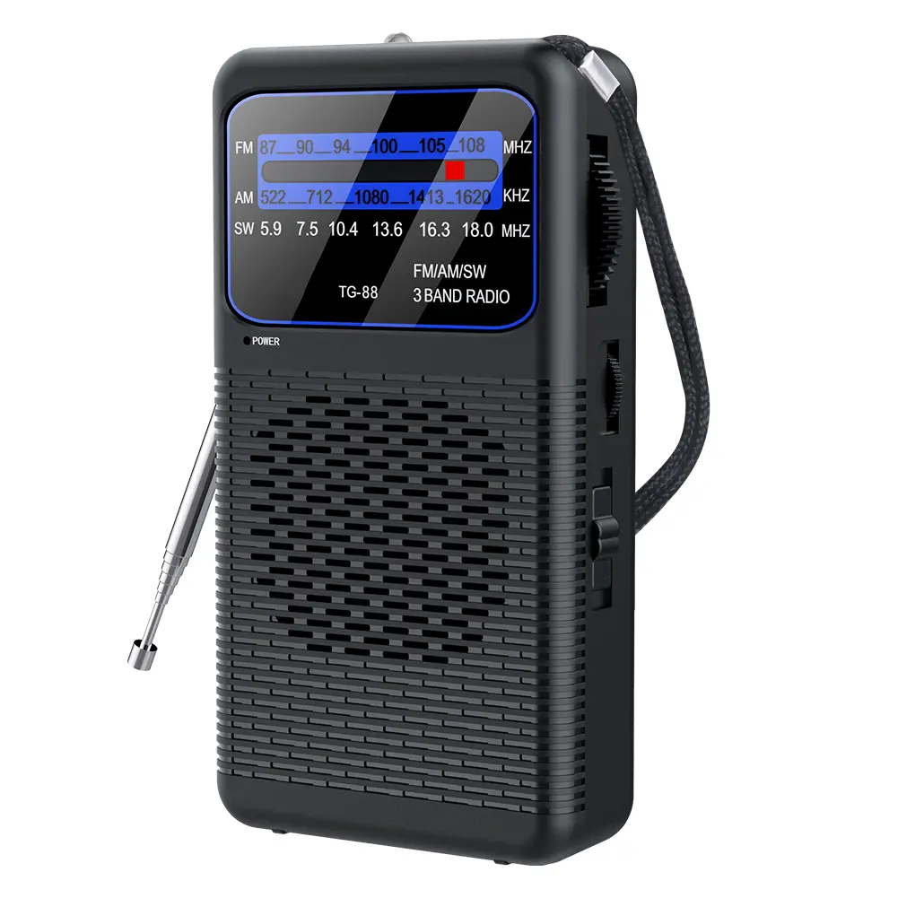 Battery Operated Radio with LED Flashlight Portable Radio with Headphone Jack for Outdoor Camping Seniors Elderly Walking