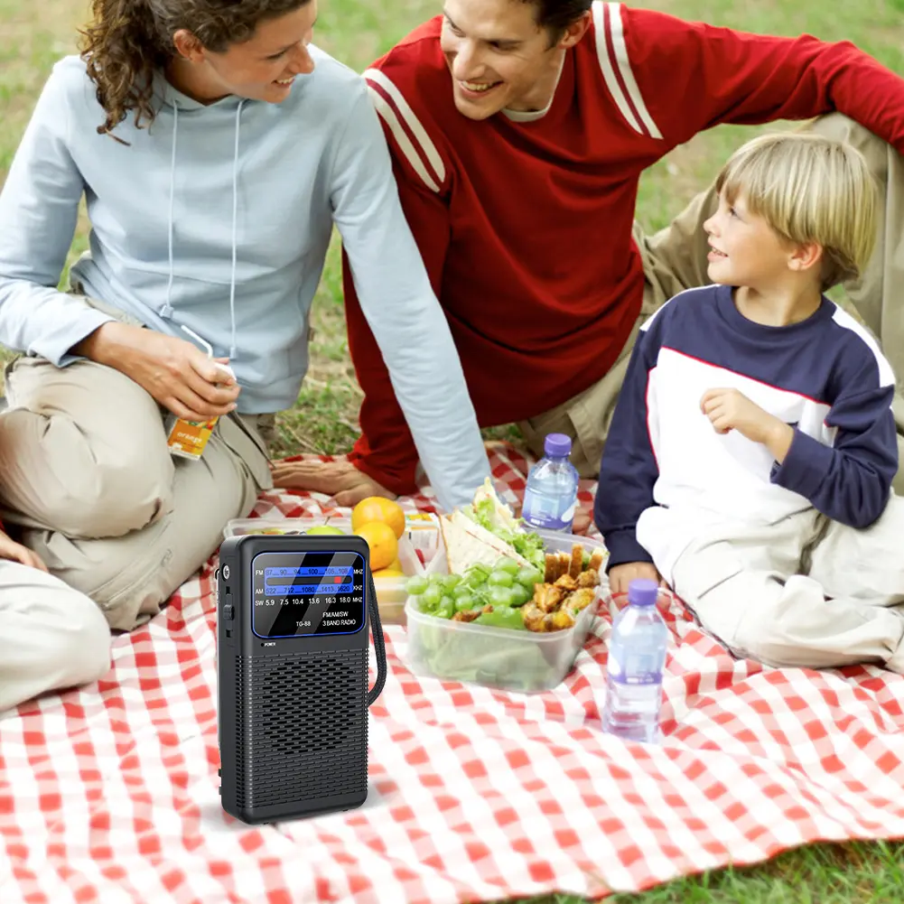 Battery Operated Radio with LED Flashlight Portable Radio with Headphone Jack for Outdoor Camping Seniors Elderly Walking