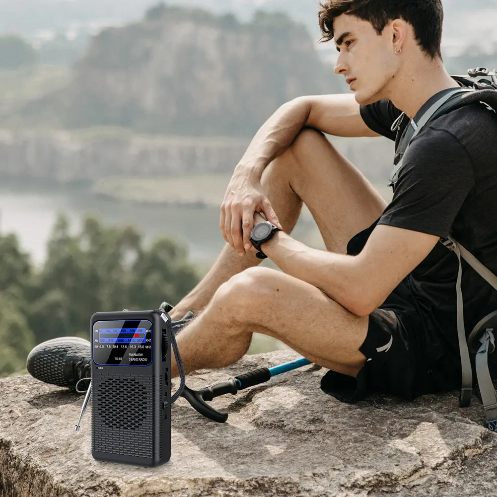 Battery Operated Radio with LED Flashlight Portable Radio with Headphone Jack for Outdoor Camping Seniors Elderly Walking