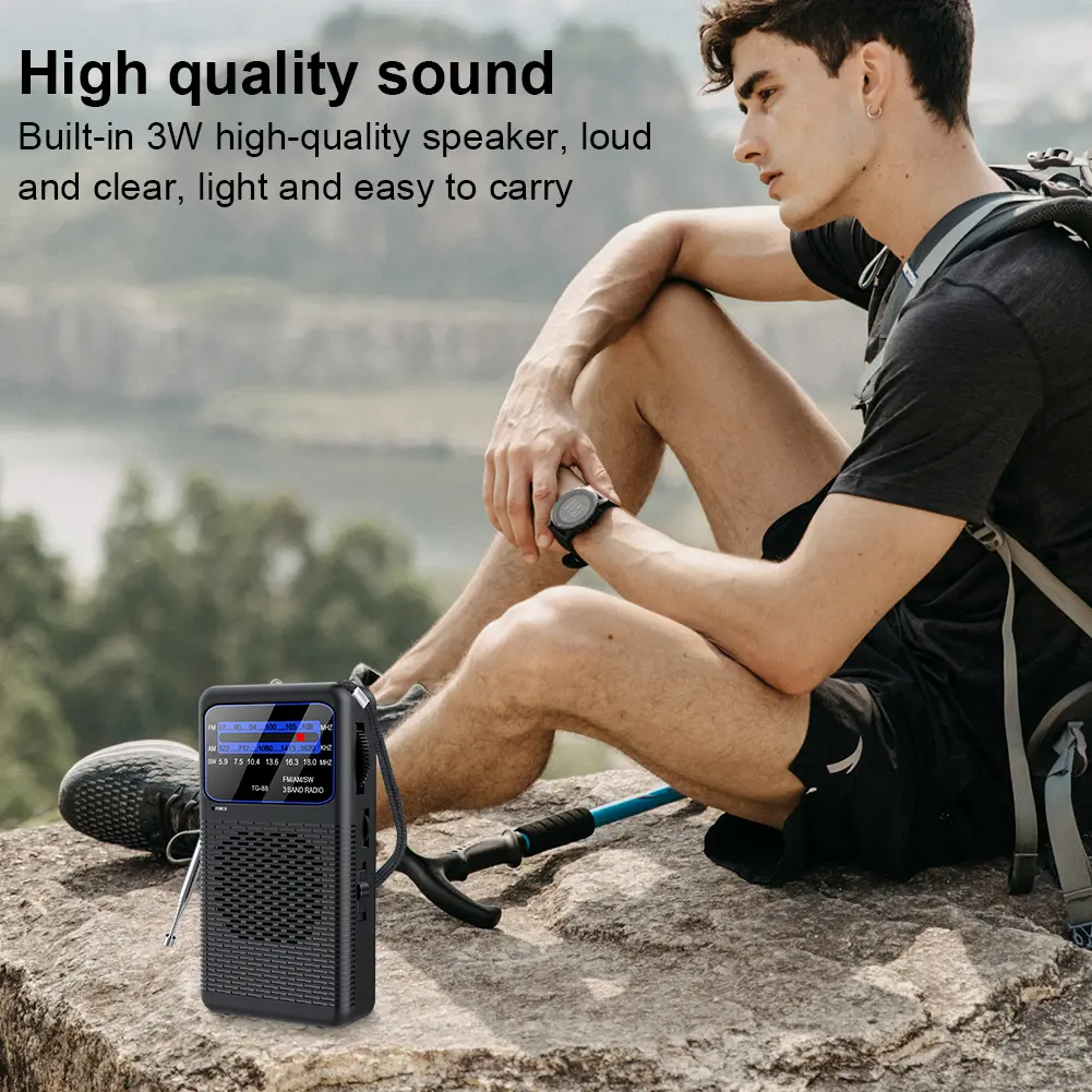 Battery Operated Radio with LED Flashlight Portable Radio with Headphone Jack for Outdoor Camping Seniors Elderly Walking