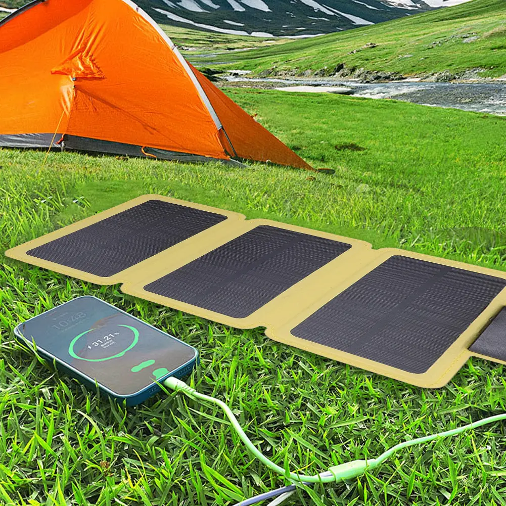 Outdoor Portable Solar Power Bank USB Solar Charging Panel Solar Mobile Power Battery Charger for Camping Hiking Picnic Climbing