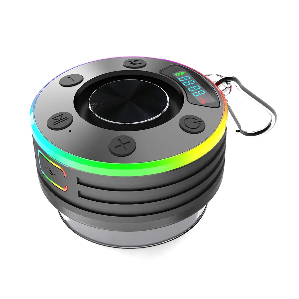 Bluetooth-Compatible 5.3 Shower Speaker FM Radio Mini Speaker with Suction Cup Stereo Subwoofer for Kayak Beach Pool Accessories