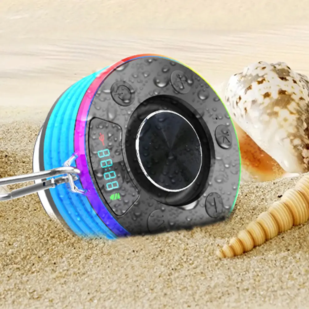 Bluetooth-Compatible 5.3 Shower Speaker FM Radio Mini Speaker with Suction Cup Stereo Subwoofer for Kayak Beach Pool Accessories