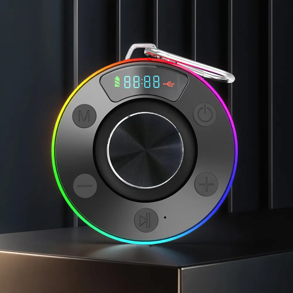 Bluetooth-Compatible 5.3 Shower Speaker FM Radio Mini Speaker with Suction Cup Stereo Subwoofer for Kayak Beach Pool Accessories