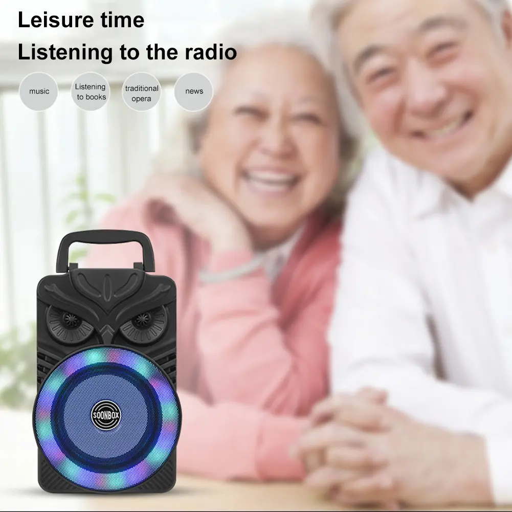 HiFi Bluetooth-Compatible Speaker FM Radio Aux Outdoor Portable Music Player RGB Light 1200mAh HIFI Loudspeaker Portable Speaker
