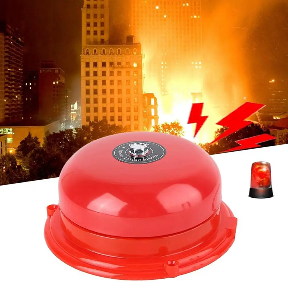 4 Inch Schools Fire Alarm AC 220V Pull Station Metal Fire Control Internal Strike Type Electric Bell Internal Strike Alarm Bell