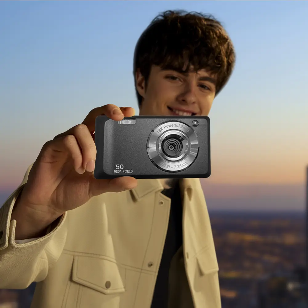 4K Digital Camera with LED Light Portable HD Selfie Camera Timing 16X Digital Zoom Camera for Beginners Entry-Level Camera