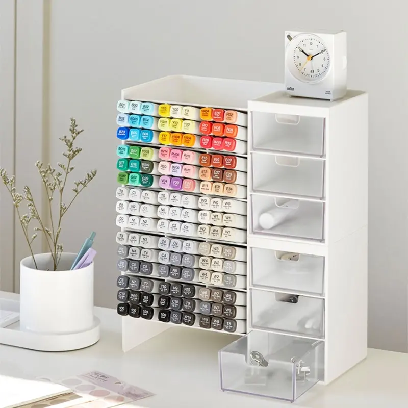 Stacking Marker 6-grid Inclined Pen Slots Large Capacity Marker Holder