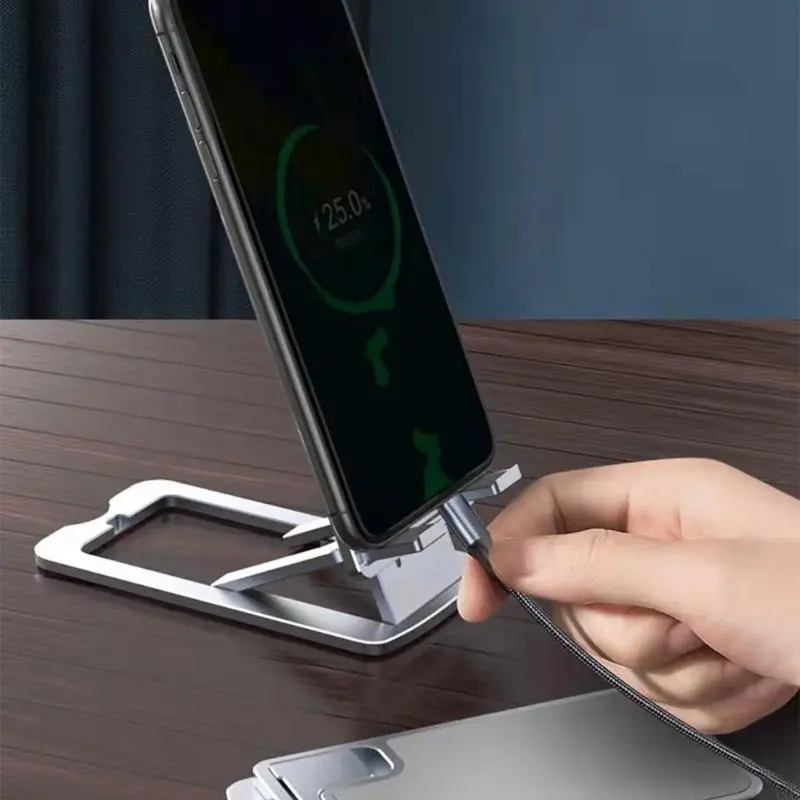 LXAA Foldable Cellphone Holder Universal Aluminum Height Adjustable Tabletop Phone Support Holder