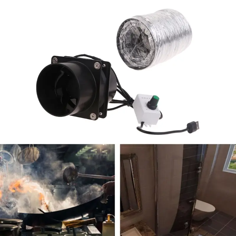High-Performance Ventilation Fan with Powerful Suction and Plastic Duct Pipe for Effective Smoke and Dust Extraction